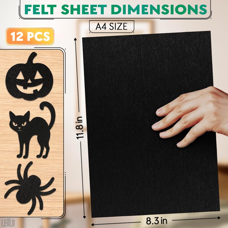 LEGLO 12 Pcs Black Felt Sheets for Crafts - 8.3"x11.8" (A4 Size) Strong Adhesive Black Felt Fabric for Crafts Decorations & DIY Projects - Water-Resistant and Self Adhesive Fabric Sheet That Leaves No Trace - Image 2
